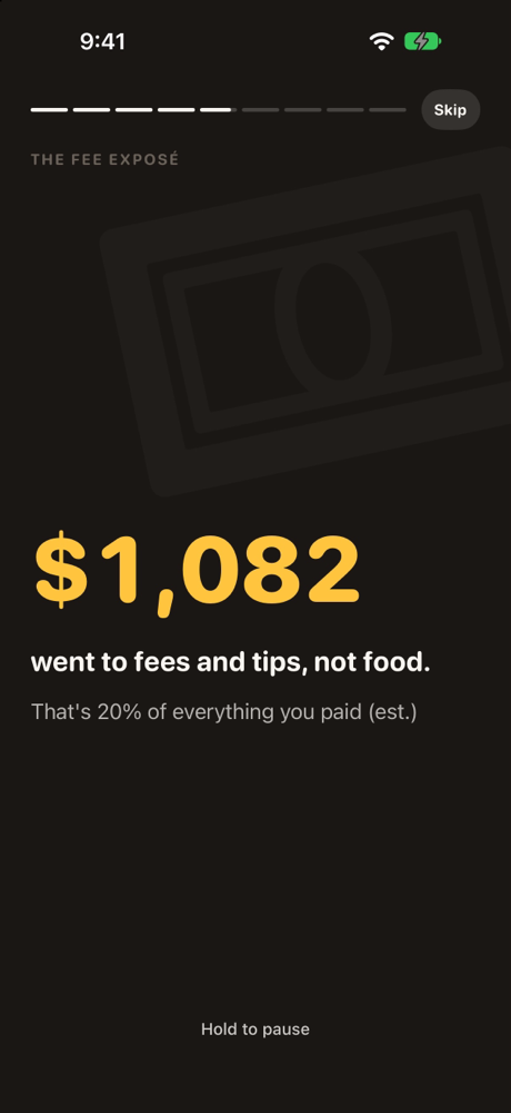 Nibbld reveal slide: $1,082 went to fees and tips